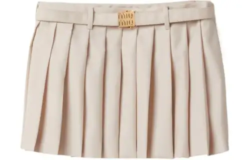 MIU MIU Pleated Wool Miniskirt