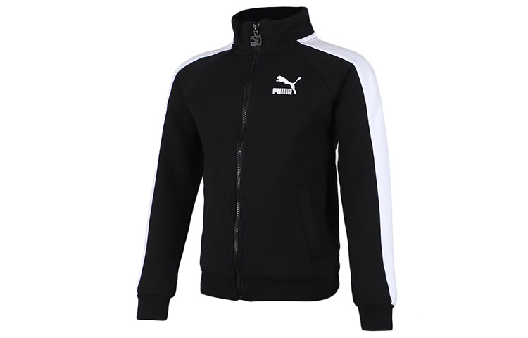 PUMA Puma Jacket Iconic T7 Track Jacket TR B Contrast Edge Logo Stand Collar Children's Style