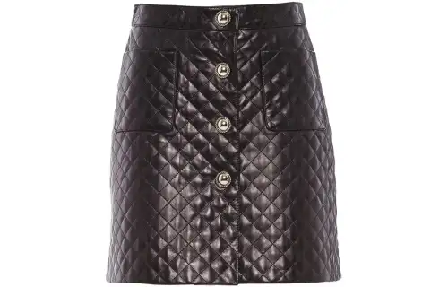 MIU MIU Miu Miu SS22 solid color quilted nappa leather A-line skirt leather skirt women's black