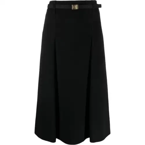 SAINT LAURENT Wool-blend A-line Midi Skirt