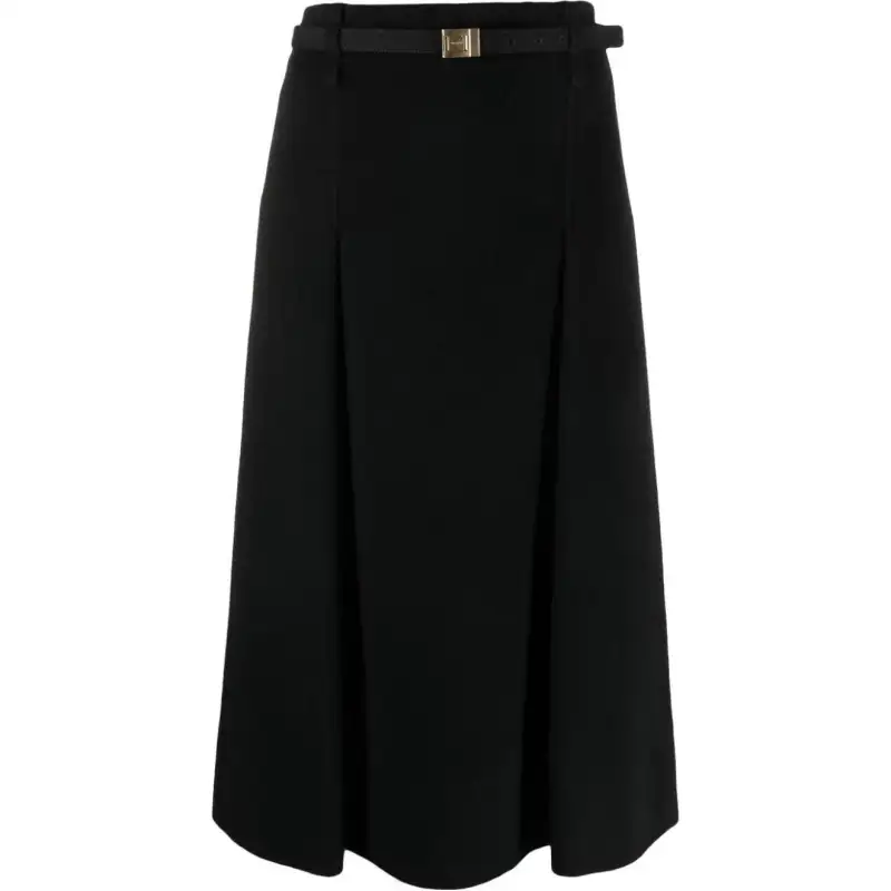 SAINT LAURENT Wool-blend A-line Midi Skirt