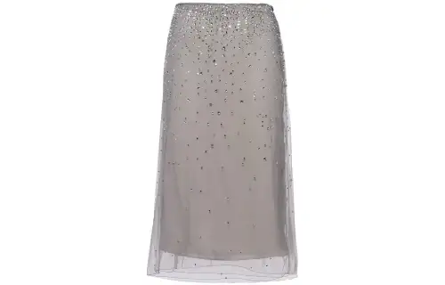 PRADA Crystal studded Tulle Midi Skirt