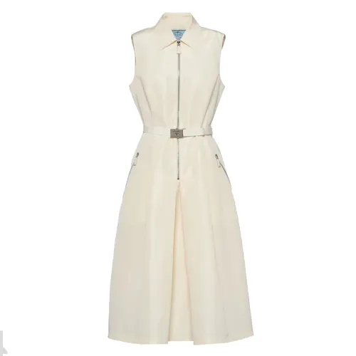 PRADA SS24 Sleeveless Dress Women's Ivory White