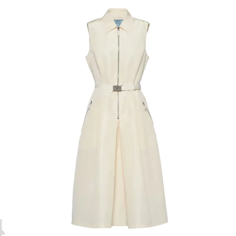 PRADA SS24 Sleeveless Dress Women's Ivory White