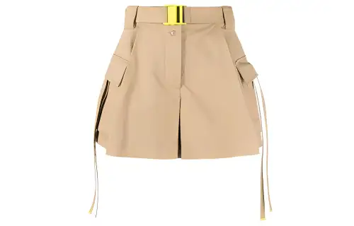OFF WHITE Gabardine Cargo Shorts Camel