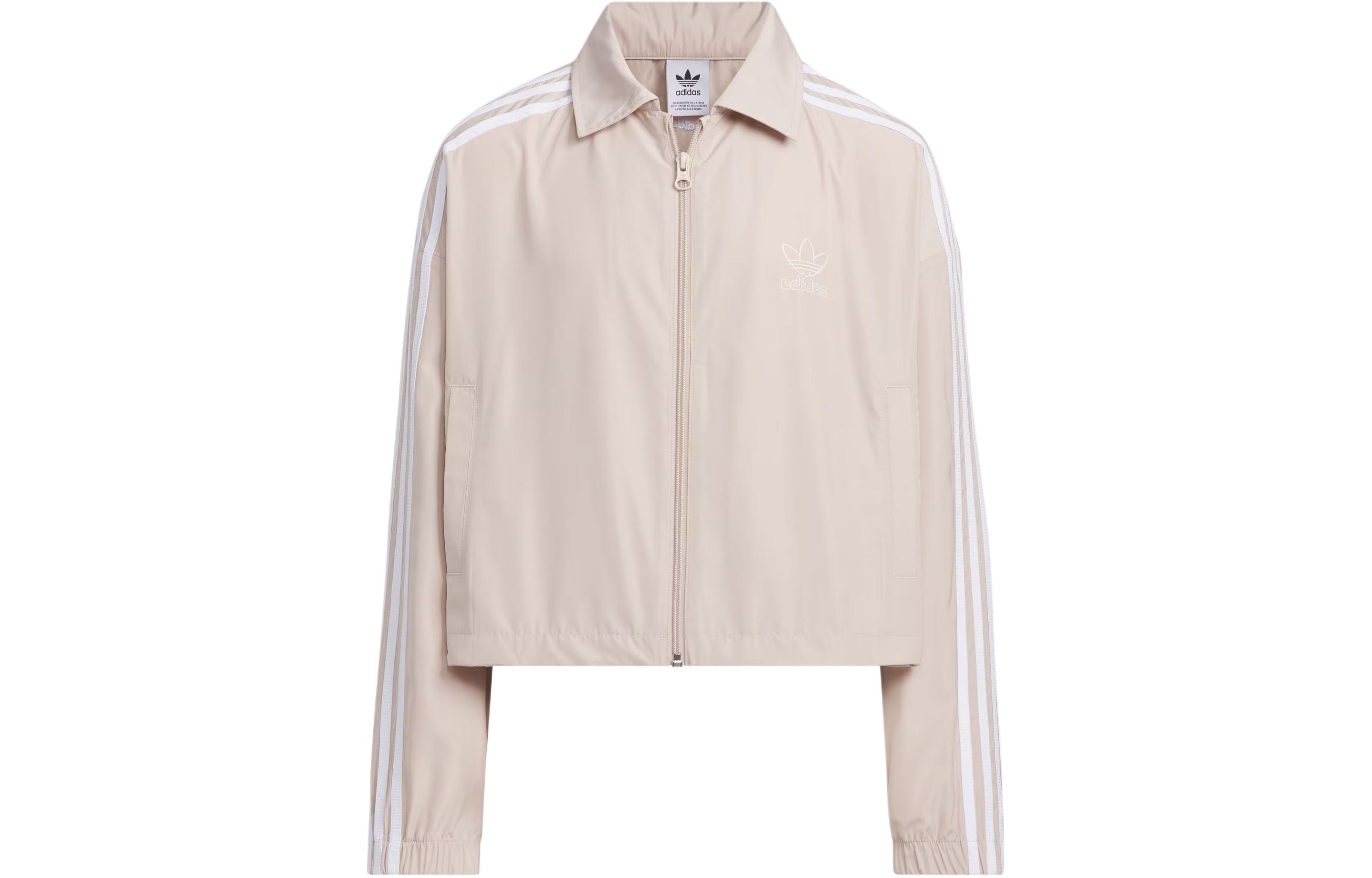 Adidas originals jacket adicolor series Adicolor Woven Crop Jacket Logo logo three stripes color block short sports miracle taupe brown children's style