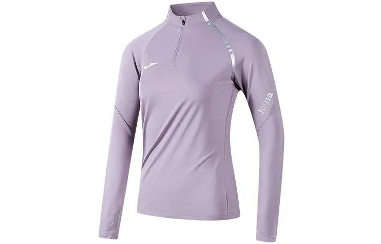 JOMA Homer reflective striped letter print half placket stand collar raglan sleeves quick-drying breathable sports fitness clothing for women
