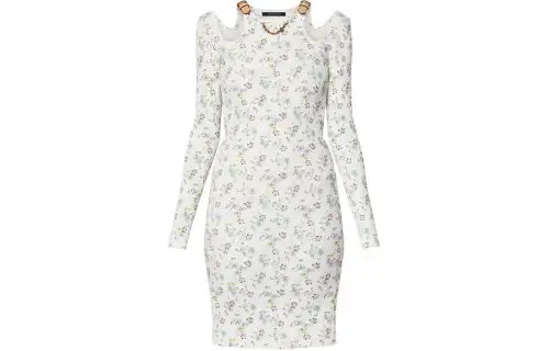 LOUIS VUITTON Floral Print Eyelet Strap Dress