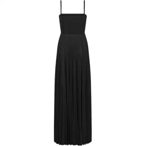 DIOR Slip Dresses Women's Black Square Collar Moderate Long