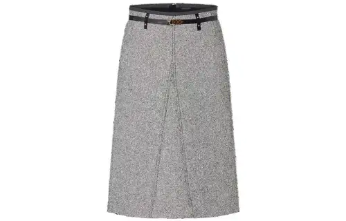 LOUIS VUITTON Belted Tweed Midi Skirt