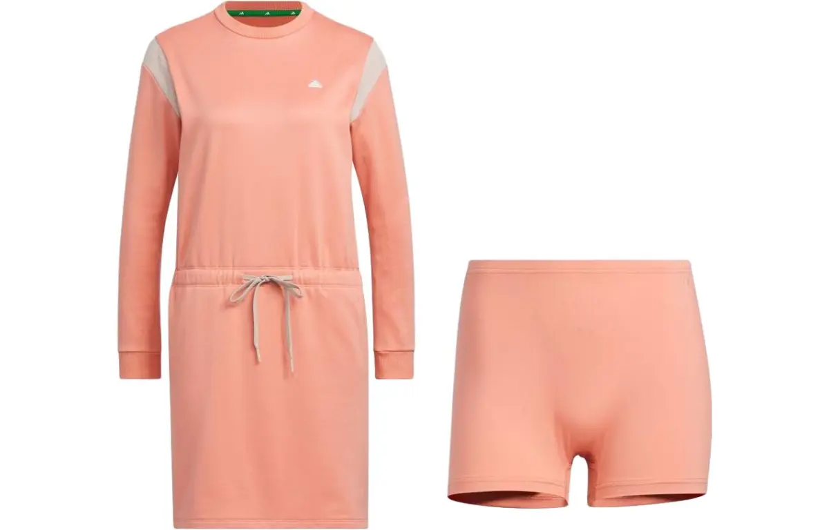 Adidas Two Piece Skirt Sets Women's Set (Clay) Crew Neck Moderate Short