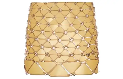 PRADA Casual Short Skirts Women's Gold Moderate Short Bodycon Skirt