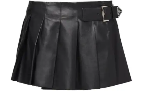 Prada pleated leather miniskirt