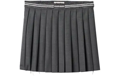 MIU MIU Pleated Wool Miniskirt