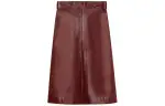 GUCCI Leather Skirt Leather Short Skirts Women's Brick Red