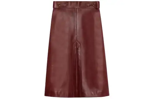 GUCCI Leather Skirt Leather Short Skirts Women's Brick Red