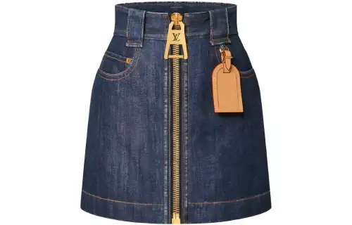 LOUIS VUITTON Xxl Zipper Denim Mini Skirt