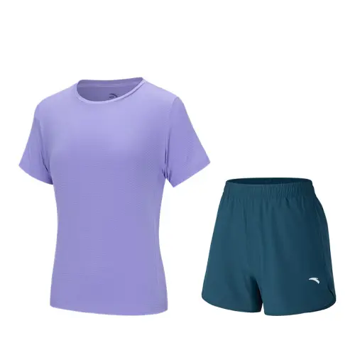 Anta Variety Training Collection Casual Suit Women's Purple Top+Blue Bottom