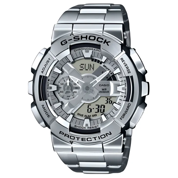 CASIO G STEEL Round Analog Digital Display Quartz Movement Stainless Steel Strap Watch