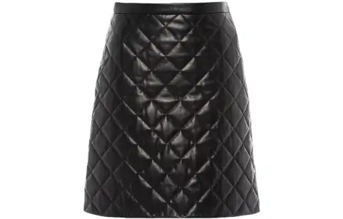 PRADA Leather Short Skirts Women's Black Moderate Short A Line Skirt
