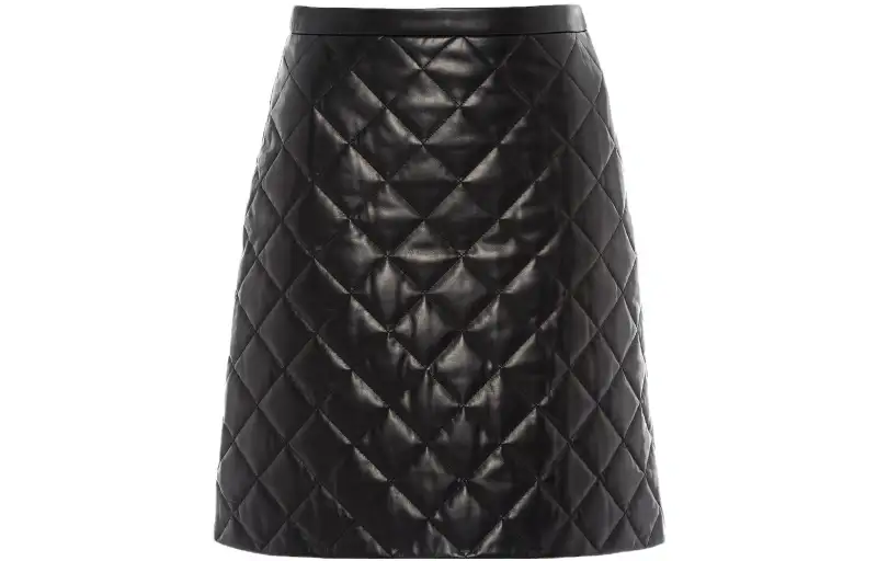 PRADA Leather Short Skirts Women's Black Moderate Short A Line Skirt