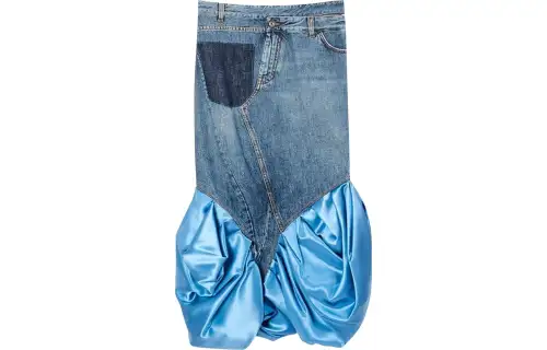 LOEWE Satin Panel Denim Skirt 'Blue Denim'