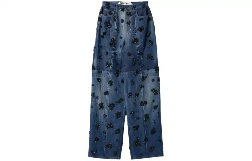 MIU MIU Jeans Women's Blue Moderate Straight Fit Pants