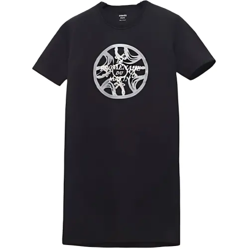 HERMES Short Sleeved Dresses Women's Black Crew Neck Moderate Mid Length