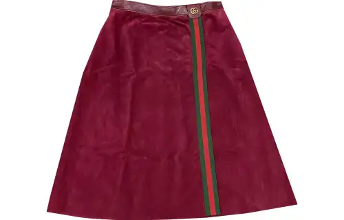 GUCCI Casual Short Skirts Women's Red Moderate Short Pleated Skirt