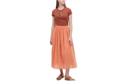 UNIQLO Casual Long Skirts Women's Orange Moderate Long A Line Skirt