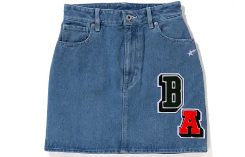 A BATHING APE Denim Short Skirts Women's Blue BLX Short A Line Skirt