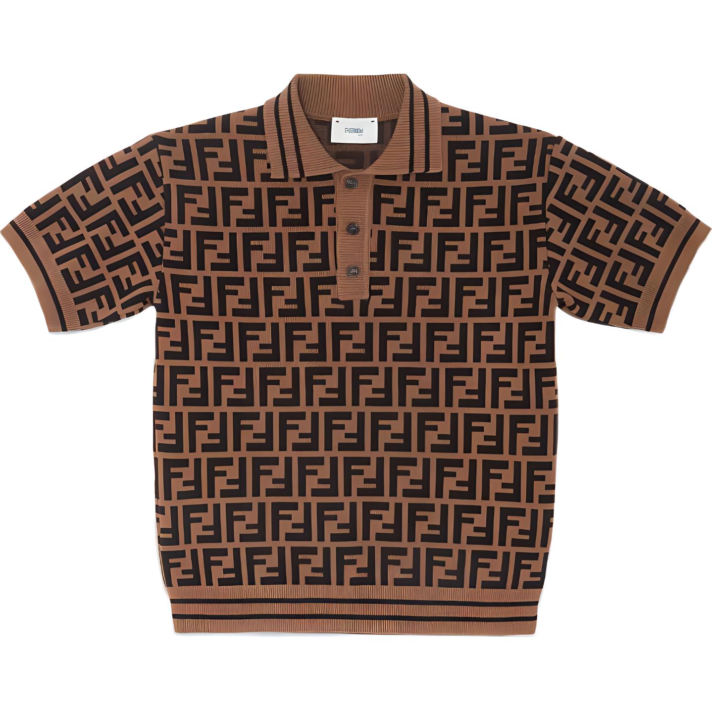 Женские поло Fendi FW22 Logo (коричневые)