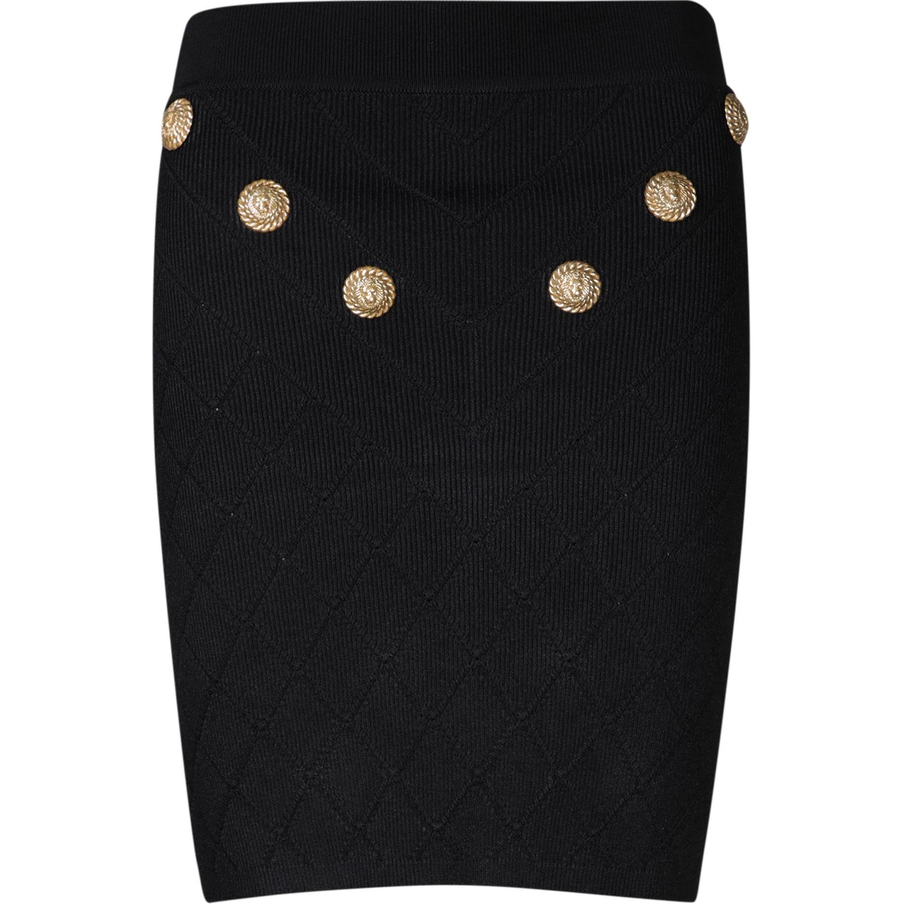 Женская юбка BALMAIN 6-Button Knit Skirt (черная)
