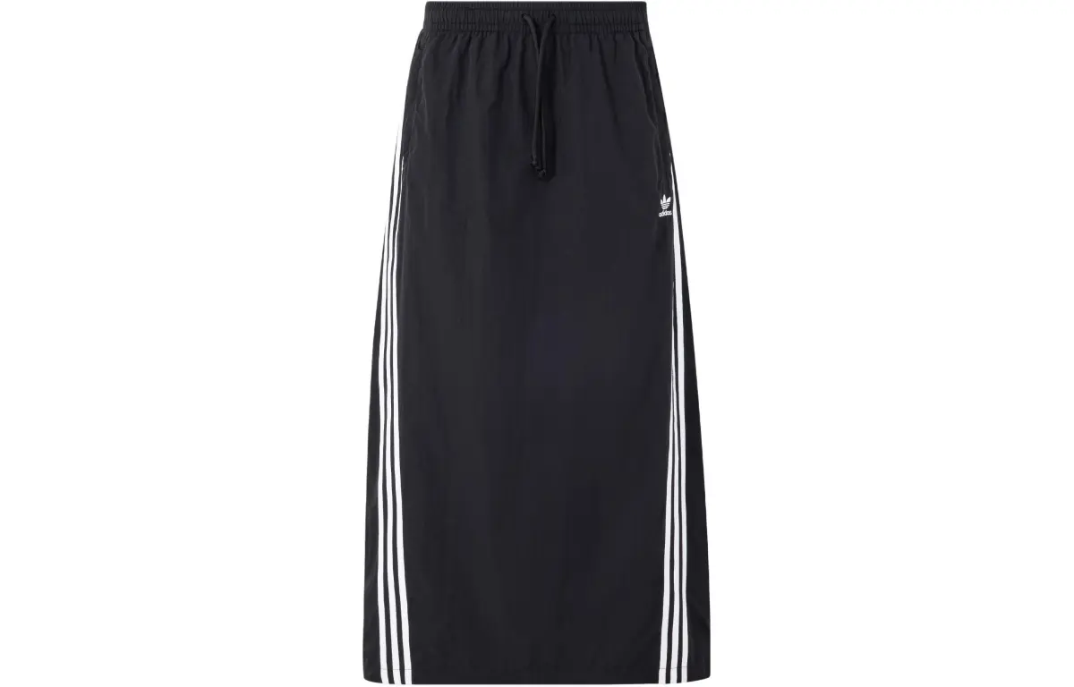 Adidas Originals 3 Stripes 3s Parach Skirt Casual Long Skirt Women's Black