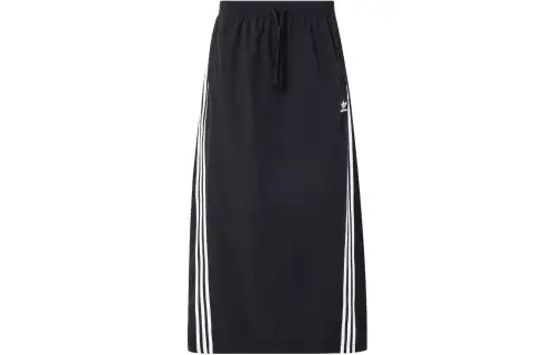 Adidas Originals 3 Stripes 3s Parach Skirt Casual Long Skirt Women's Black
