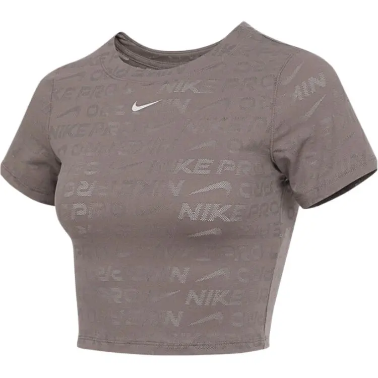 Nike T-Shirts Women's Gray Crew Neck Moderate Straight Fit