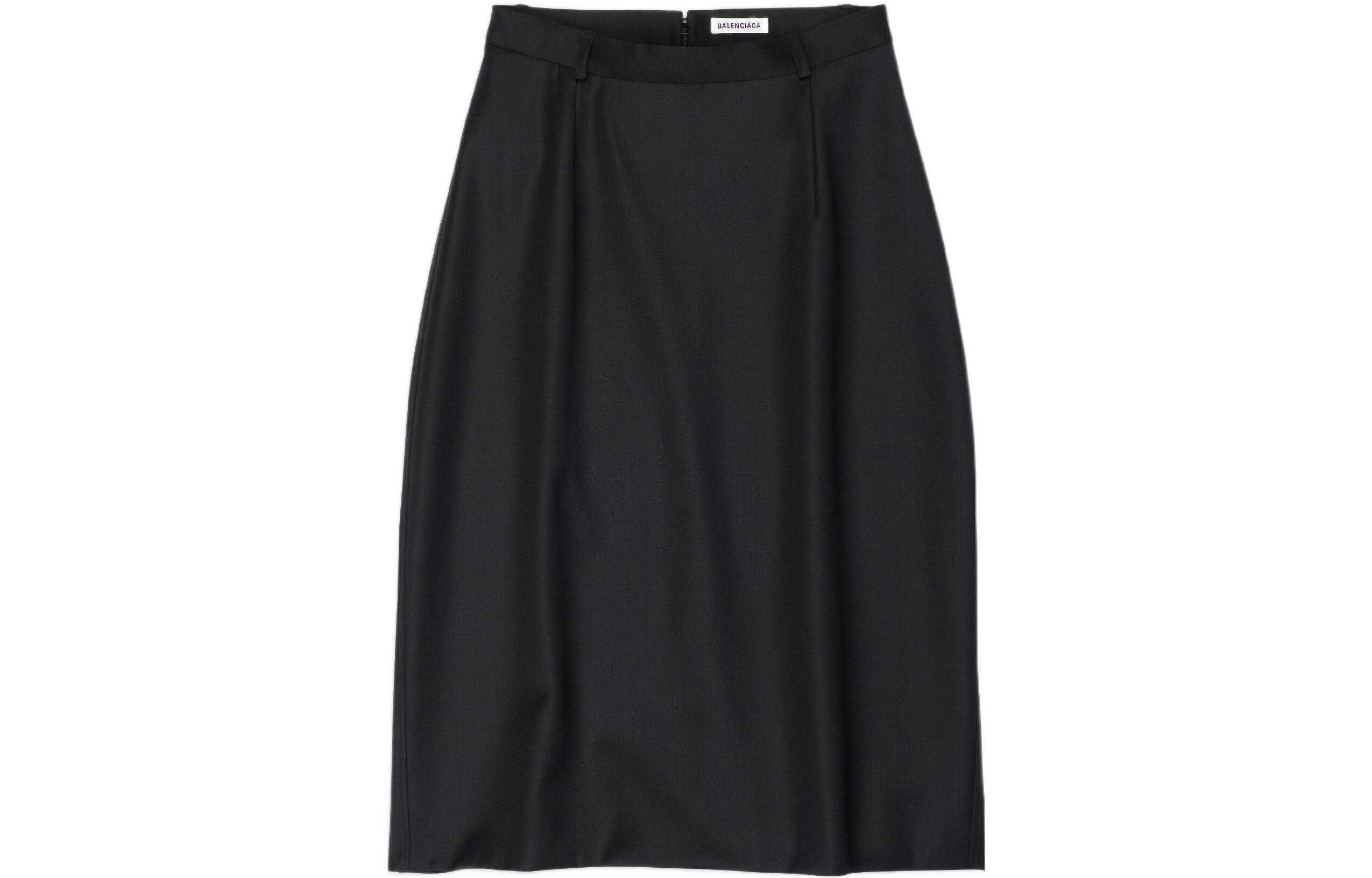 Balenciaga Garde Robe Casual Long Skirts Women's Black Moderate Long A Line Skirt