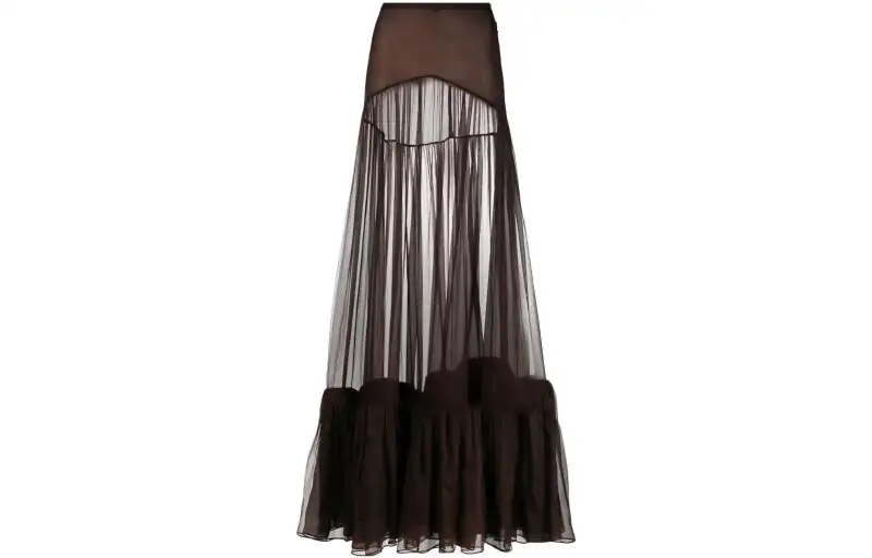 SAINT LAURENT Ruffled Long Skirt