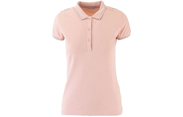 Женская футболка Polo Moncler (розовая)