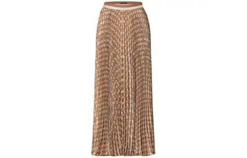 LOUIS VUITTON Stripe Accent Monogram Pleated Skirt