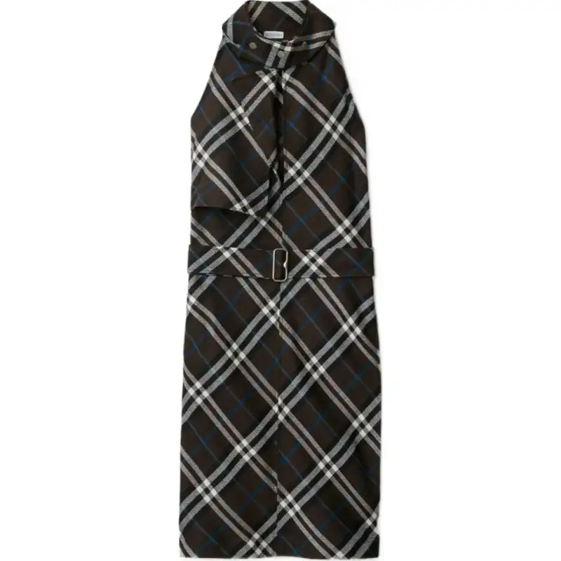 Burberry Check Pattern Halterneck Dress