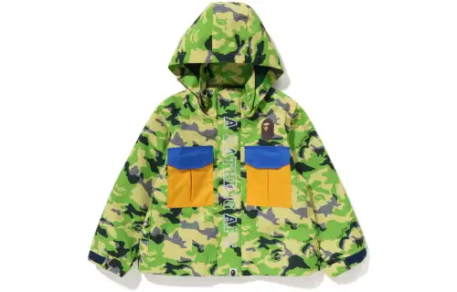 A BATHING APE Jacket Bape SS23 Woodland Camo 4way Hoodie Jacket Camouflage print detachable zipper hooded jacket green children's style