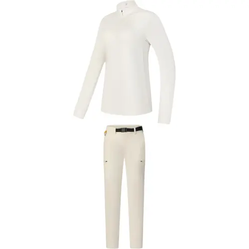 FILA Explorer Sports Lining Fleece Lined Comfortable Long Sleeved T Shirt Woven Straight Fit Pants Casual Suit Women's