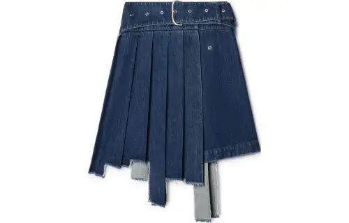 OFF-WHITE pleated asymmetric denim skirt