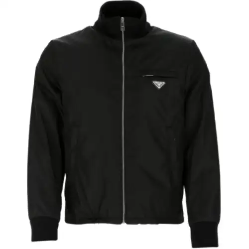 PRADA Jackets Men's Black Stand Collar Moderate Other