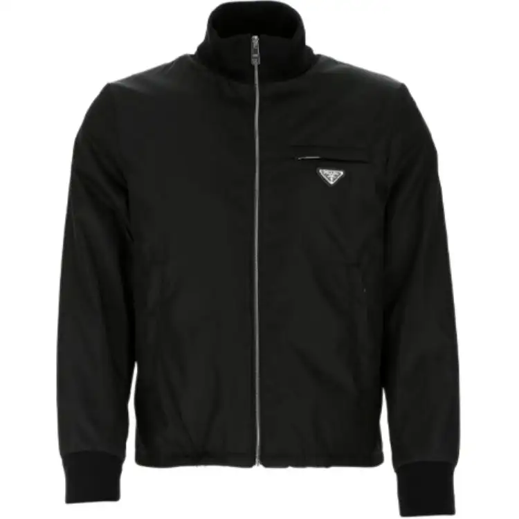 PRADA Jackets Men's Black Stand Collar Moderate Other