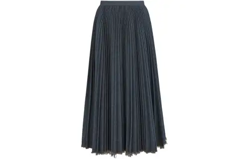 DIOR Mid Length Pleated Skirt Casual Long Skirt Women's Blue