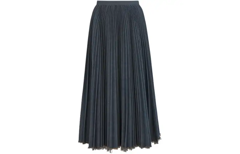 DIOR Mid Length Pleated Skirt Casual Long Skirt Women's Blue