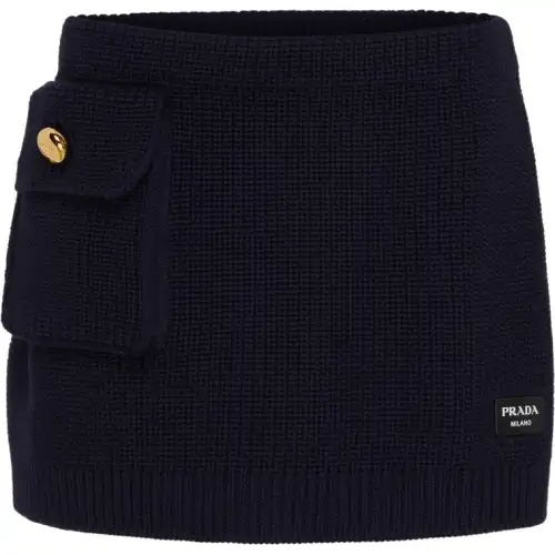 PRADA Ribbed-knit Wool Miniskirt