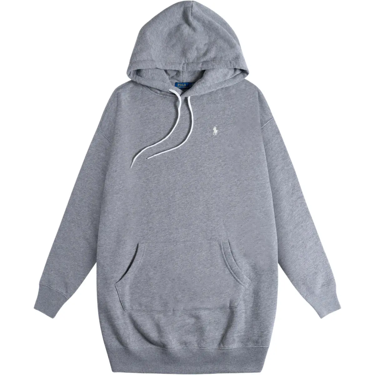 Polo Ralph Lauren Pony Logo Embroidery Cotton Hooded Fleece Lined Long Sleeved Dress Women's Gray